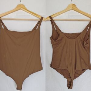 Skims Square Neck Bodysuit Fots Everybody Tan Brown Sienna or Jasper 3X seamless